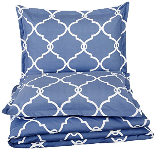 Amazon Brand – Pinzon 300 Thread Count 100% Cotton Percale Duvet Cover Set - Twin, Bijou Blue