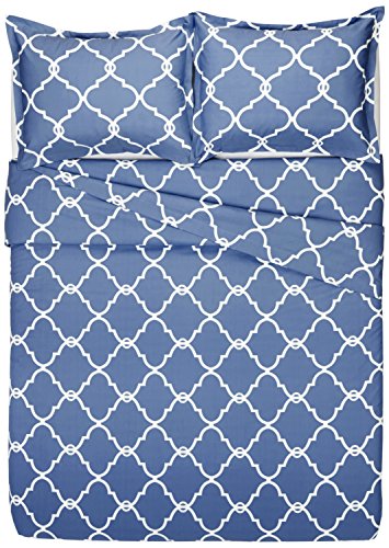 Amazon Brand – Pinzon 300 Thread Count 100% Cotton Percale Duvet Cover Set - Twin, Bijou Blue