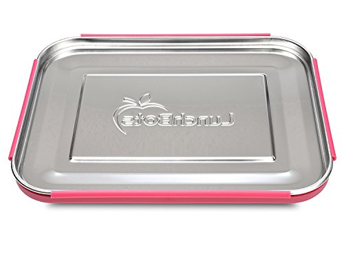 LunchBots Large Cinco Stainless Steel Lunch Container - Five Section Design Holds a Variety of Foods - Metal Bento Box - Dishwasher Safe - Stainless Lid -Pinka Dots