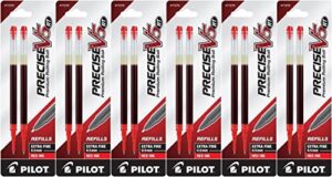 value pack of 6 - pilot precise v5 rt liquid ink refill, 2-pack for retractable rolling ball pens, extra fine point, red ink (77275)