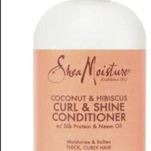 SheaMoisture Coconut and Hibiscus Curl & Shine Conditioner with Silk Protein & Neem Oil 13 oz - Thick, Wavy & Curly Hair - Value Double Pack - Qty of 2