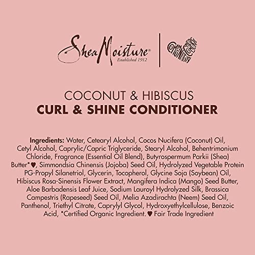 SheaMoisture Coconut and Hibiscus Curl & Shine Conditioner with Silk Protein & Neem Oil 13 oz - Thick, Wavy & Curly Hair - Value Double Pack - Qty of 2