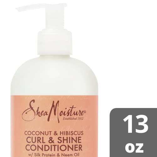 SheaMoisture Coconut and Hibiscus Curl & Shine Conditioner with Silk Protein & Neem Oil 13 oz - Thick, Wavy & Curly Hair - Value Double Pack - Qty of 2