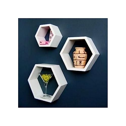 Artemio 14001892 Set of 3 Hexagonal Shelves to Decorate, Wood, Beige, 30 x 26.5 x 10 cm