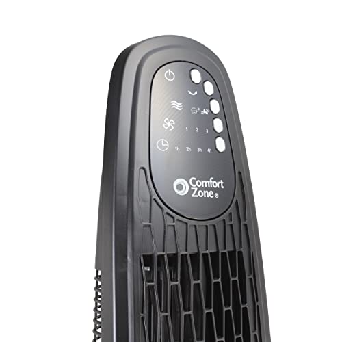 Comfort Zone CZTF336RBK Remote, Oscillation, 4-Hour Timer with Sleep Mode, 3-Speed, 36" Tower Fan, Black