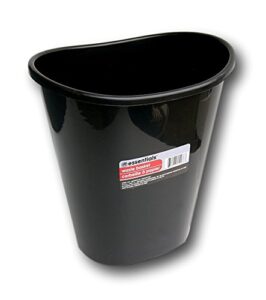 greenbrier international essentials black plastic oval wastebasket - 7 qt.