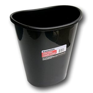 Greenbrier International Essentials Black Plastic Oval Wastebasket - 7 Qt.