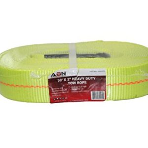 ABN Tow Strap with Reinforced Loops 2in x 30ft Vehicle Recovery Rope 16,000 lbs Pound Capacity Recovery Strap