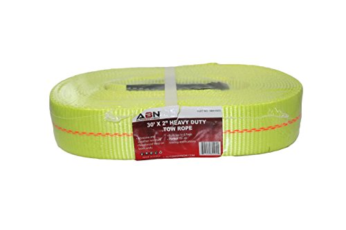 ABN Tow Strap with Reinforced Loops 2in x 30ft Vehicle Recovery Rope 16,000 lbs Pound Capacity Recovery Strap