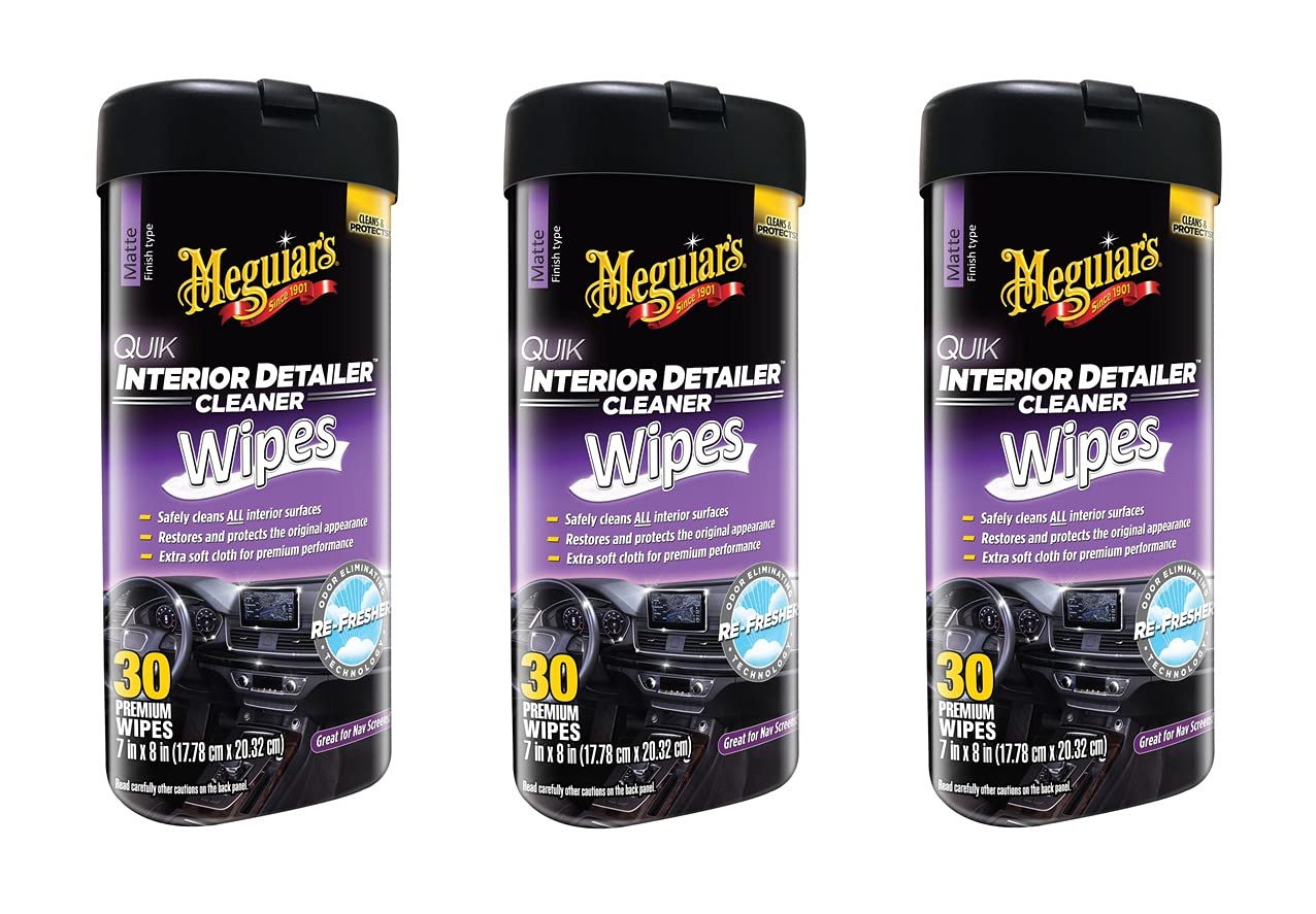 Meguiar'S Quik Interior Detailer Wipes 25 - 7" X 9" One Step Cleaning And Protection For All Interio