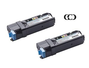 2 pack of replacement black toners for dell color laser 2150, 2150cn, 2155, 2155cn, 2155cdn and multifunction 2155cdn / 2155cn