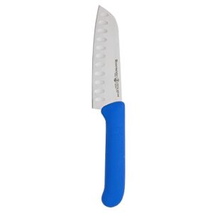 messermeister petite messer 5” kullenschliff santoku knife, blue - german 1.4116 stainless steel & ergonomic handle - lightweight, rust resistant & easy to maintain
