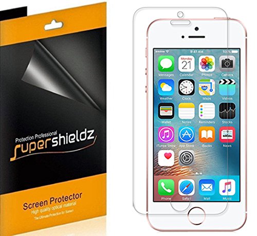 (6 Pack) Supershieldz Designed for iPhone SE (1st Gen, 2016 Edition), iPhone 5S, iPhone 5C, and iPhone 5 Screen Protector, High Definition Clear Shield (PET)