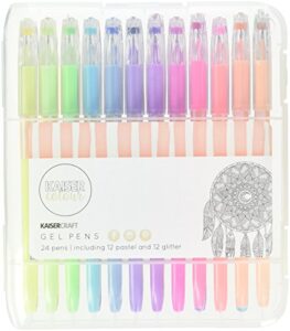 kaisercolour gel pens 24/pkg, pastel & glitter; 12ea