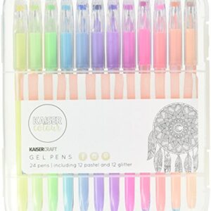 KaiserColour Gel Pens 24/Pkg, Pastel & Glitter; 12ea