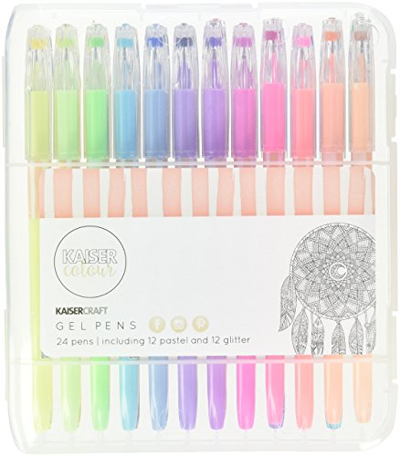 KaiserColour Gel Pens 24/Pkg, Pastel & Glitter; 12ea