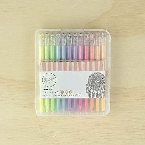 KaiserColour Gel Pens 24/Pkg, Pastel & Glitter; 12ea