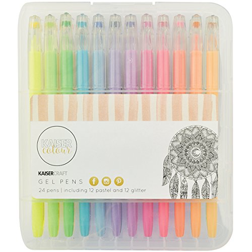 KaiserColour Gel Pens 24/Pkg, Pastel & Glitter; 12ea