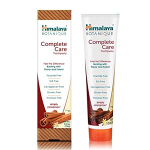 himalaya botanique complete care toothpaste, simply cinnamon, plaque reducer for brighter teeth and fresh breath, 5.29 oz