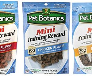 Pet Botanics Mini Training Rewards for Dogs 3 Flavor Variety Bundle: (1) Bacon, (1) Chicken and (1) Beef, 4 Oz Ea (200 Count per Bag, 3 Bags Total)