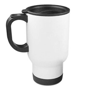 1 piece stainless blank travel mug white for sublimation dye thermal heat press transfer coated 14 ounces