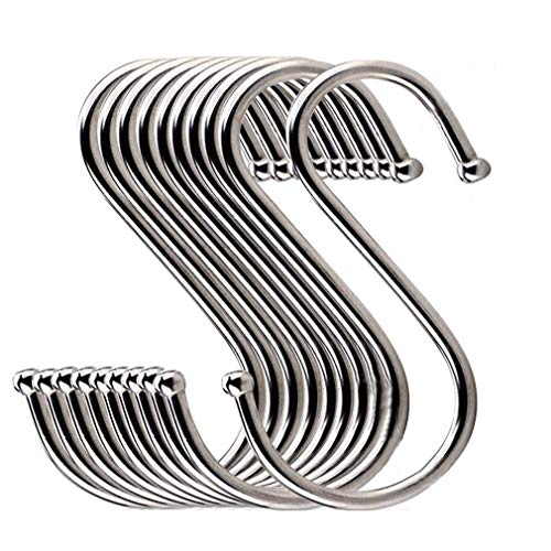 GXHUANG Heavy Duty Metal Chrome Plated S Shape Hooks, Set of 10 (Large)