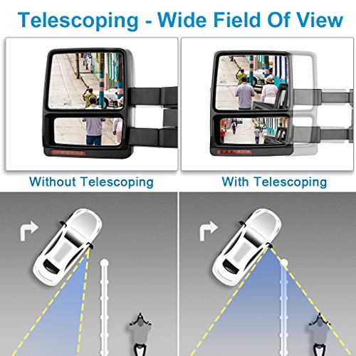 ECCPP Towing Mirror for 2007 2008 2009 2010 2012 2011 2013 2014 for Ford F150 Power Heated Turn Signal Puddle Light Upgrade Towing Mirror Pair