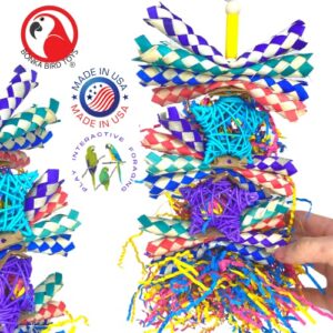 Bonka Bird Toys 1586 Duo Foraging Star Vine Colorful Preening Shredding Chew Parrot Parrotlet, Quaker, Cockatiel, Cockatoo, African Grey, and Similar pet Birds