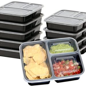 10 Pack - SimpleHouseware 3 Compartment Food Grade Meal Prep Storage Container Boxes (36 ounces)