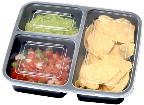 10 Pack - SimpleHouseware 3 Compartment Food Grade Meal Prep Storage Container Boxes (36 ounces)