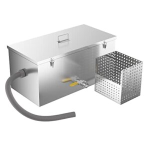 beamnova commercial grease trap 25lbs stainless steel interceptor, side inlet for restaurant home kitchen tools