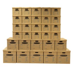 bankers box smoothmove classic moving boxes, 30 pack small, medium, and large box kit, tape-free assembly, easy carry handles