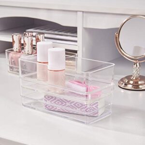 STORi SimpleSort 6-Piece Stackable Clear Drawer Organizer Set | 6" x 3" x 2" Rectangle Trays | Small Makeup Vanity Storage Bins and Office Desk Drawer Dividers | Made in USA