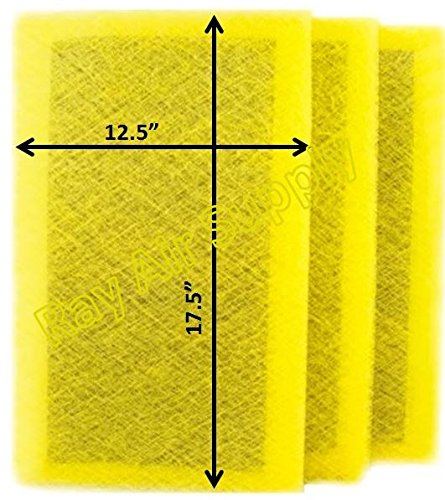 RAYAIR SUPPLY 14x20 MicroPower Guard Air Cleaner Replacement Filter Pads (3 Pack) Yellow