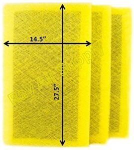 rayair supply 16x30 micropower guard air cleaner replacement filter pads (3 pack) yellow