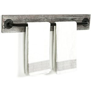 mygift realistic metal pipe bathroom towel bar with rustic torched solid wood wall mount industrial bathroom fixtures hanging towel rack