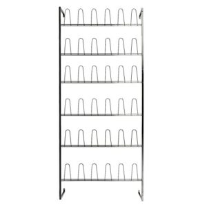 MyGift Black Metal Shoe Organizer for Entryway, Wall Mounted Shoe Rack for Closet with 36 Hooks, Holds up to 18 Pair