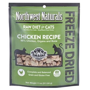northwest naturals freeze dried diet for cats – chicken cat food – grain-free, gluten-free pet food, cat training treats – 11 oz.
