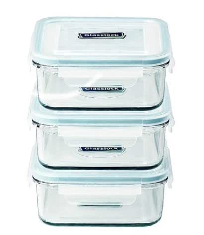 Glasslock Food-Storage Container with Locking Lids and Microwave Safe - Square 30 Ounces