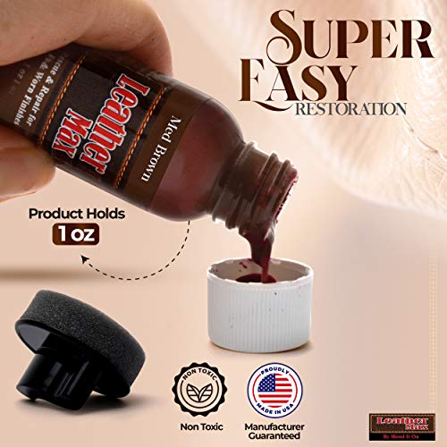 Leather Max Complete Leather Refinish, Restore, Recolor & Repair Kit/Now with 3 Color Shades to Blend with/Leather & Vinyl Refinish (Bold Brown)