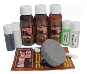 furniture leather max complete leather refinish and repair kit/now with 3 color shades to blend with/leather & vinyl restorer (wine blend)