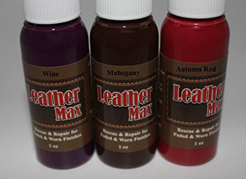 Furniture Leather Max Complete Leather Refinish and Repair Kit/Now with 3 Color Shades to Blend with/Leather & Vinyl Restorer (Wine Blend)