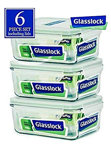 Glasslock Food-Storage Container with Locking Lids Oven and Microvave Safe - Rectangular 37oz