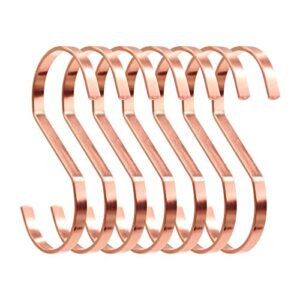 SumDirect 10pcs 4 Inch Rose Gold Flat S Hooks, Heavy Duty Stainless Steel S Shaped Hooks for Hanging