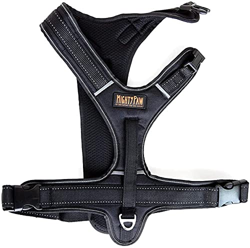 Mighty Paw Sport Harness, No-Pull Front Attachment Dog Harness, Neoprene Padded Lining, Reflective Stitching, 2 Leash Attachment Options (Medium, Black)