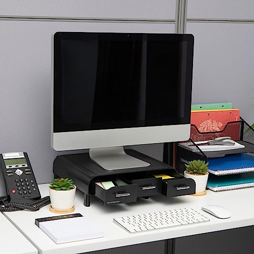 Mind Reader PC, Laptop, IMAC Monitor Stand and Desk Organizer, 12.87 x 13.46 x 2.72 inches, Black