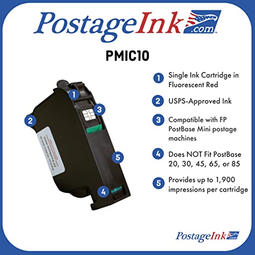 Postageink.com PMIC10 Non-OEM Ink Cartridge Replacement Compatible with PostBase Mini Postage Meters