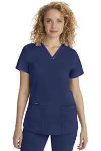 healing hands scrubs top 3 pocket v-neck 2278 jasmin womens scrub top purple label scrubs for women navy m