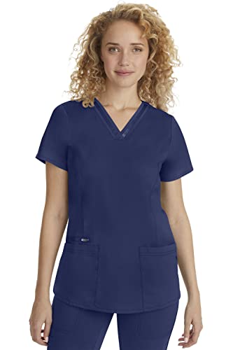 Healing Hands Scrubs Top 3 Pocket V-Neck 2278 Jasmin Womens Scrub Top Purple Label Scrubs for Women Navy M