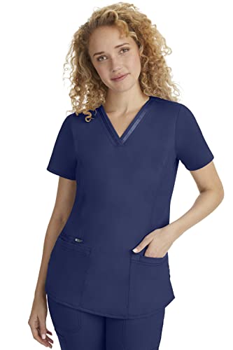 Healing Hands Scrubs Top 3 Pocket V-Neck 2278 Jasmin Womens Scrub Top Purple Label Scrubs for Women Navy M